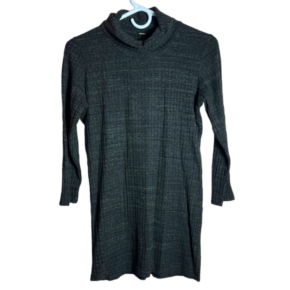Monrow Heathered Charcoal Knit Turtleneck Tunic • Size L • Longline - Picture 1 of 8